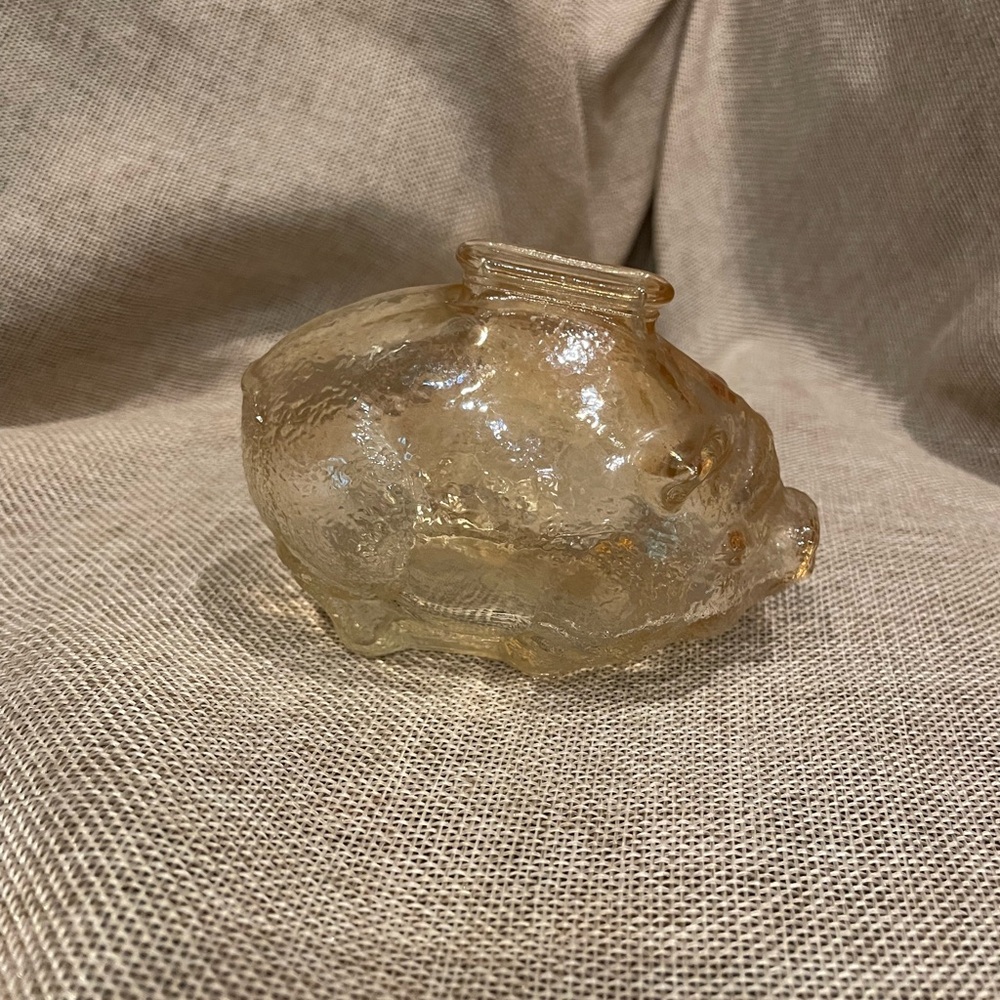 Vintage amber glass piggy bank